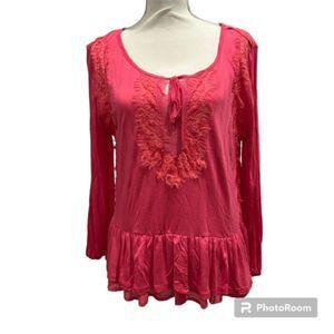 Vintage America Women's Poplin Top‎ Coral Size Large